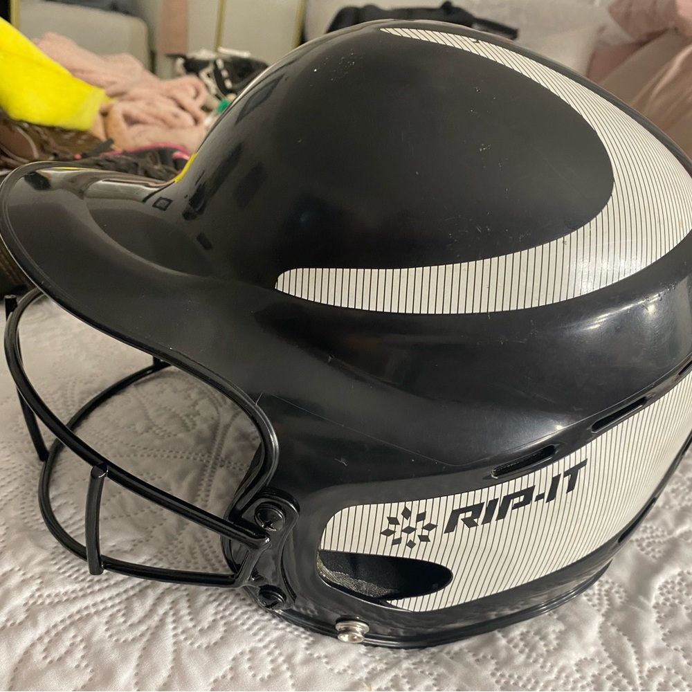 RIP-IT Black and White Softball Helmet
